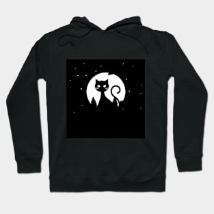 a cat and an owl - midnight - Hoodie